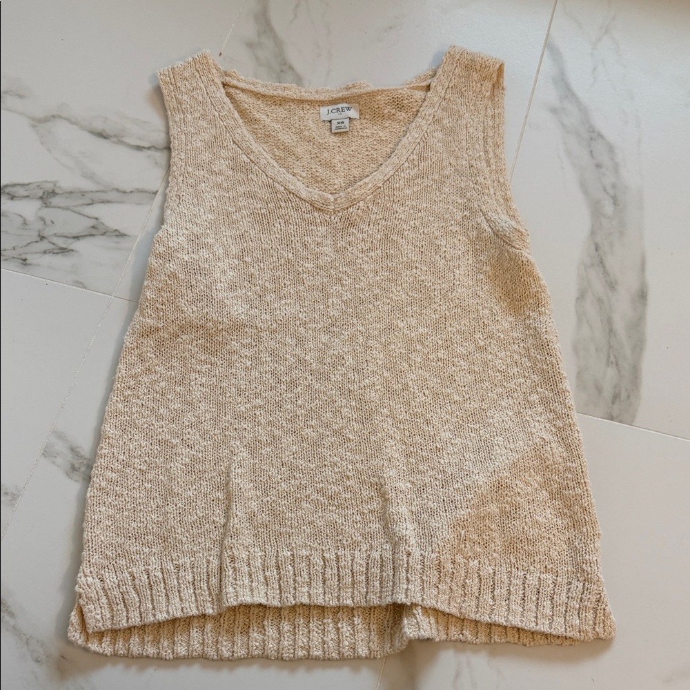 J. Crew Cream Knit V-Neck Sleeveless Tank